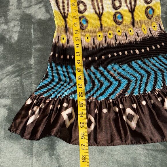 Sere Nade Mini A-Line Dress Women's L Multicolor Geometric Round Neck Ruffle Hem - Picture 5 of 6